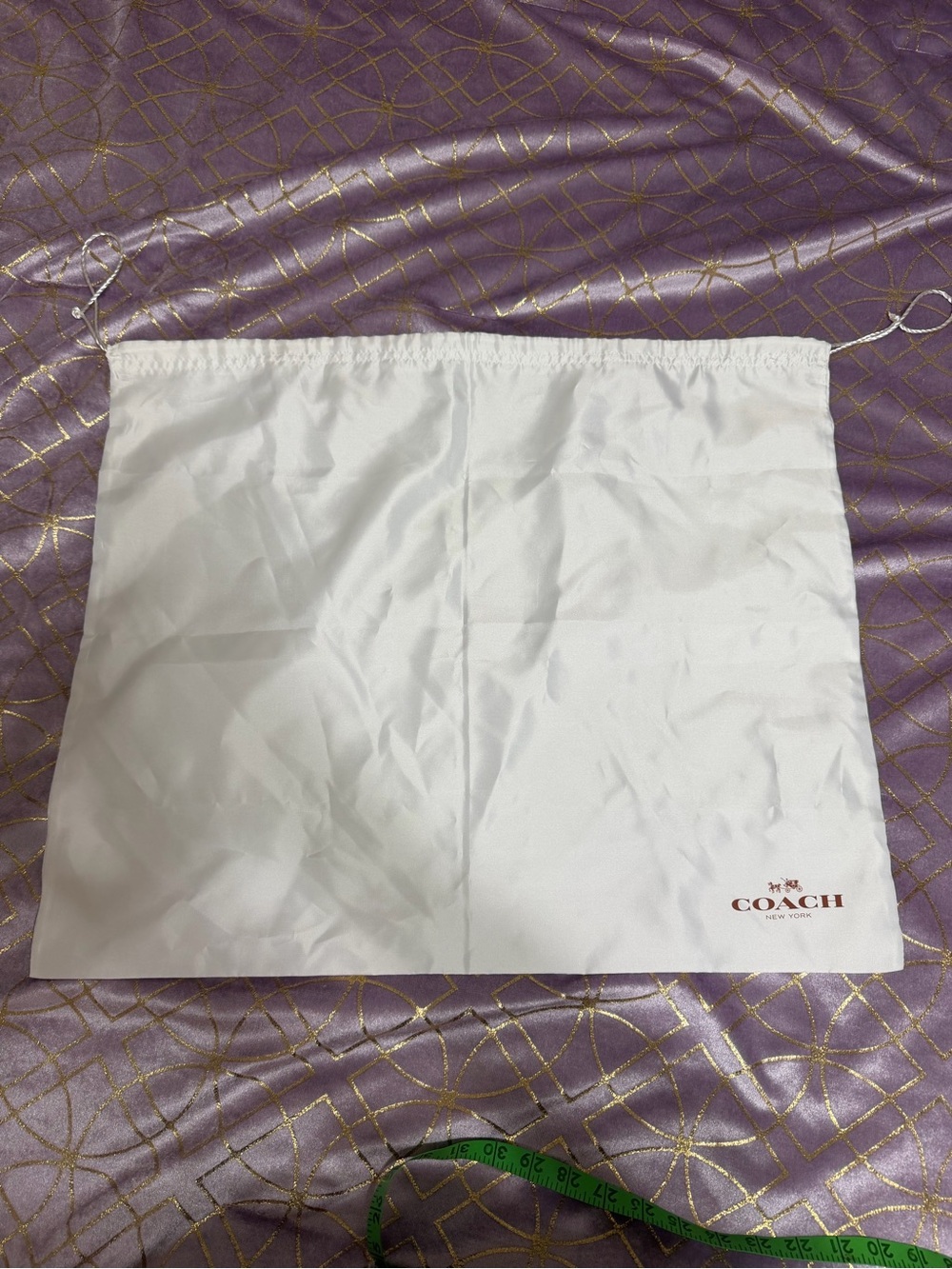 COACH White Drawstring Dust Bag with Logo